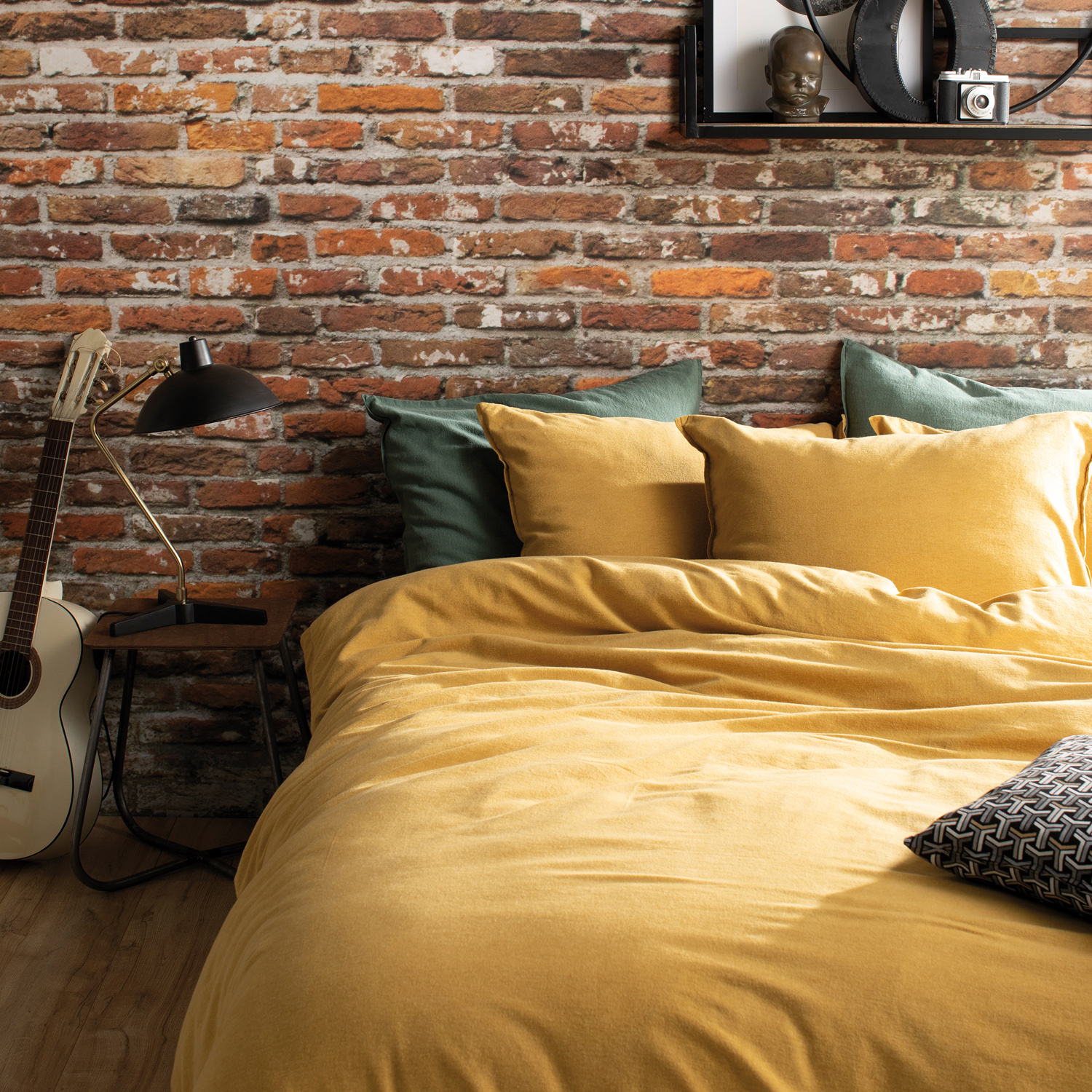 Damai Groove dekbedovertrek – Flanel – ochre